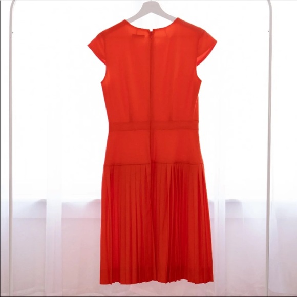J. Crew 9am Super 120s Wool Pleated Cap Sleeve Dress size 2 - Red Orange - Picture 2 of 7